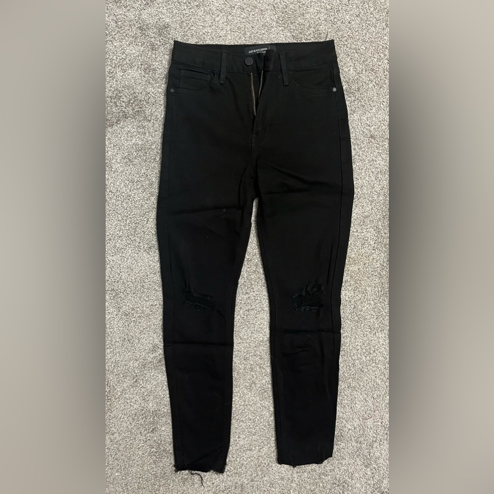Just Black Denim High Rise Black Ripped Jegging Jeans size 25